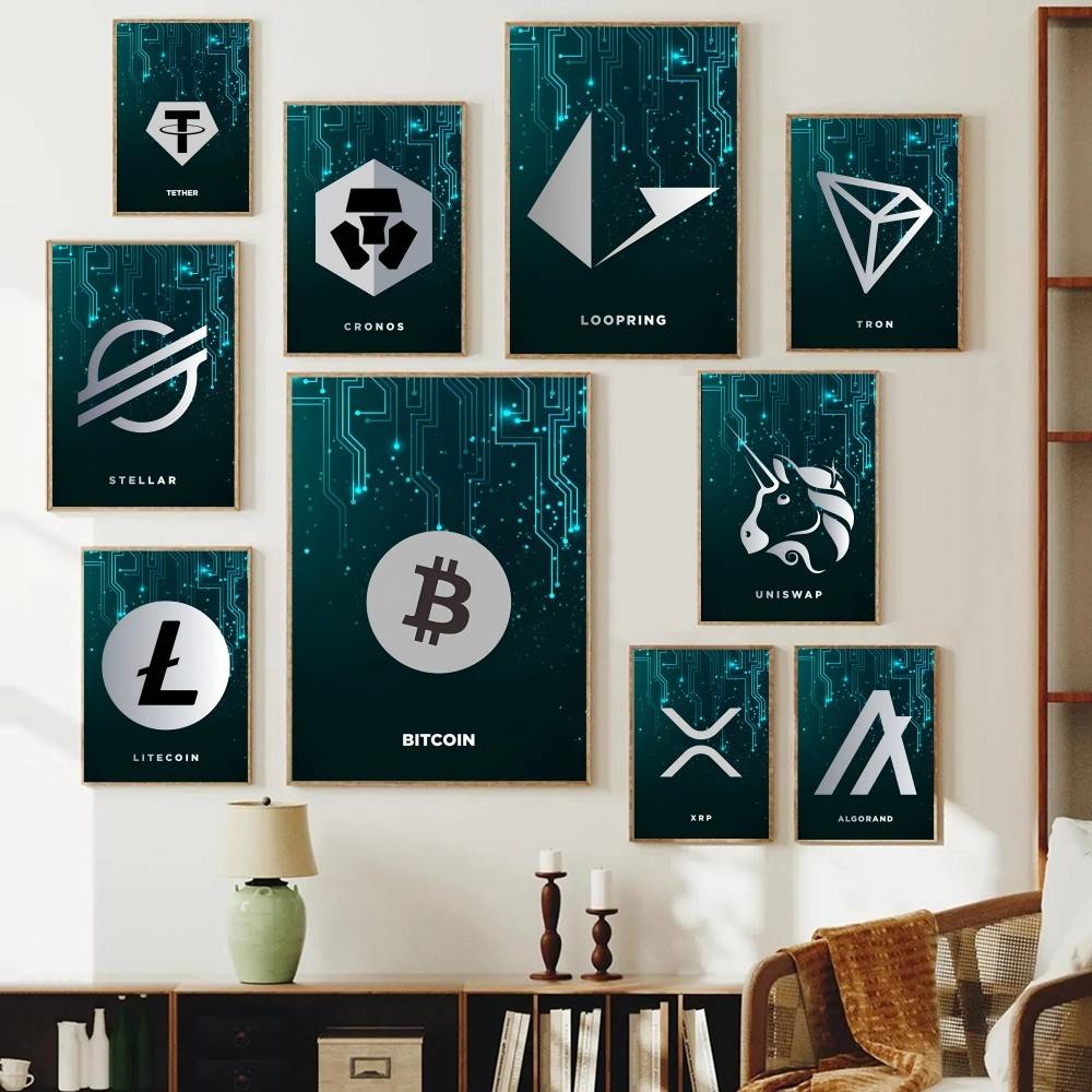 Tech Office Wallpaper - ملصق فني بتصميم رمز العملات المشفرة،